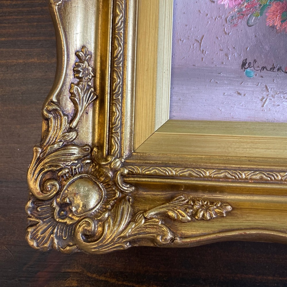 Helman Signed Impasto Floral Oil Painting Ornate Gold Gilt Frame Still Life - Picture 6 of 15